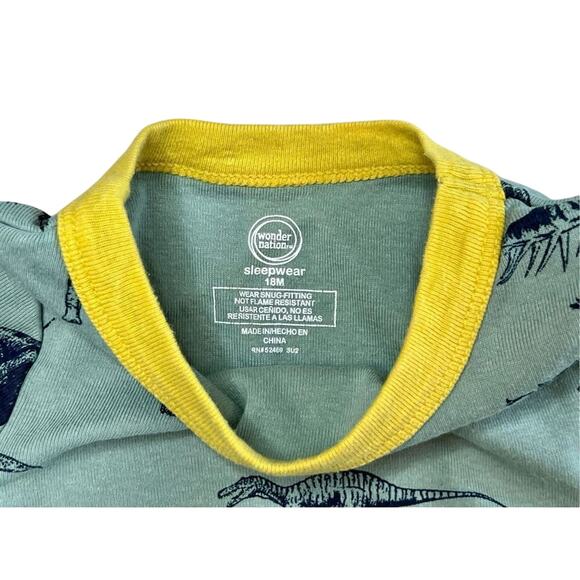 Wonder Nation Green Yellow Dinosaur Cotton Knit Pajama Set 18 months Babycore‎ - Picture 2 of 8